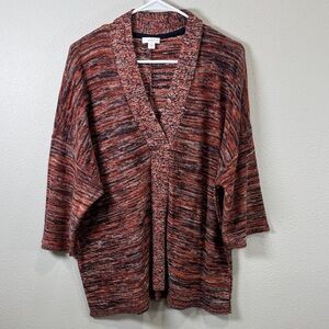 J.Jill‎ Pure Jill Campari Marled Space Dyed V-Neck Pullover Sweater